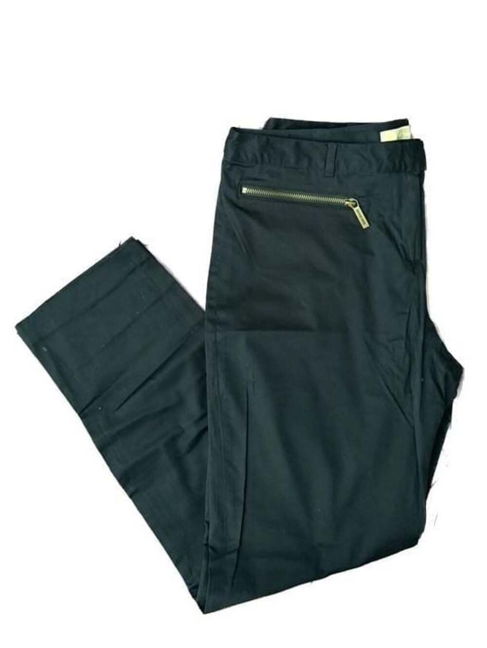Michael Kors NAVY BLUE Gold-Zip Flat Front Skinny Ankle Pants Size 10 NWOT